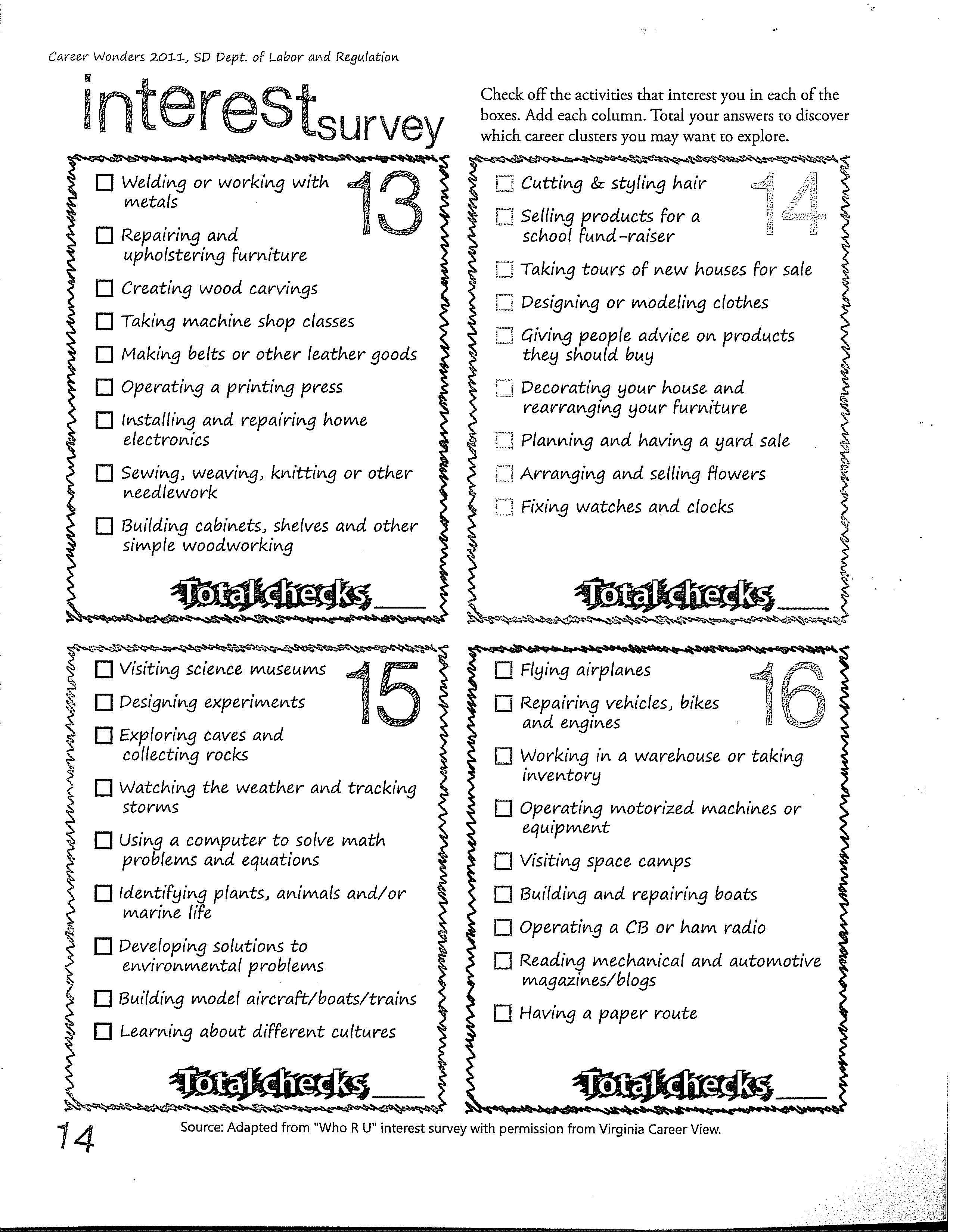 Interest Inventory for Students Printable That are Sassy Wright Website